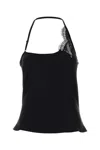 Courrèges Asymmetric Satin Top Lace Detail In Black