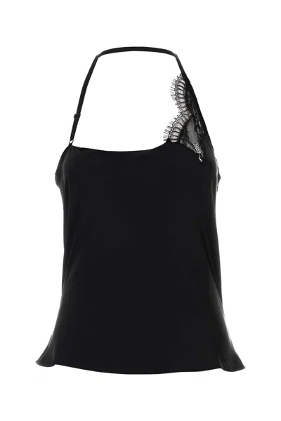 COURRÈGES BLACK STRETCH SATIN TOP
