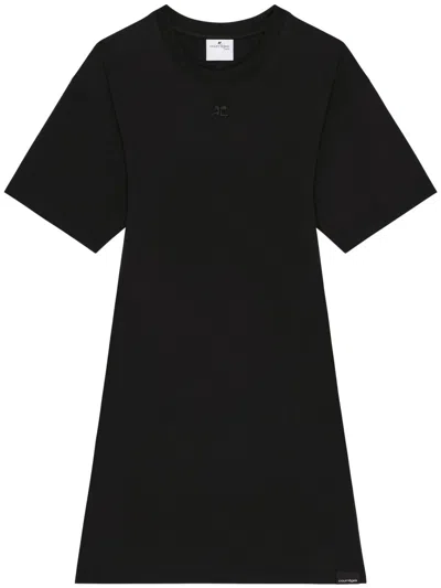 COURRÈGES BLACK T-SHIRT MINI DRESS