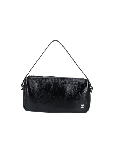 Courrèges Black Three Sixty Nubuck Shoulder Bag