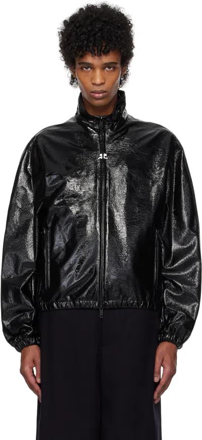 COURRÈGES BLACK TRACKSUIT VINYL BOMBER JACKET