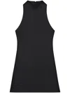 Courrèges Mock Neck Twill A-line Minidress In Black
