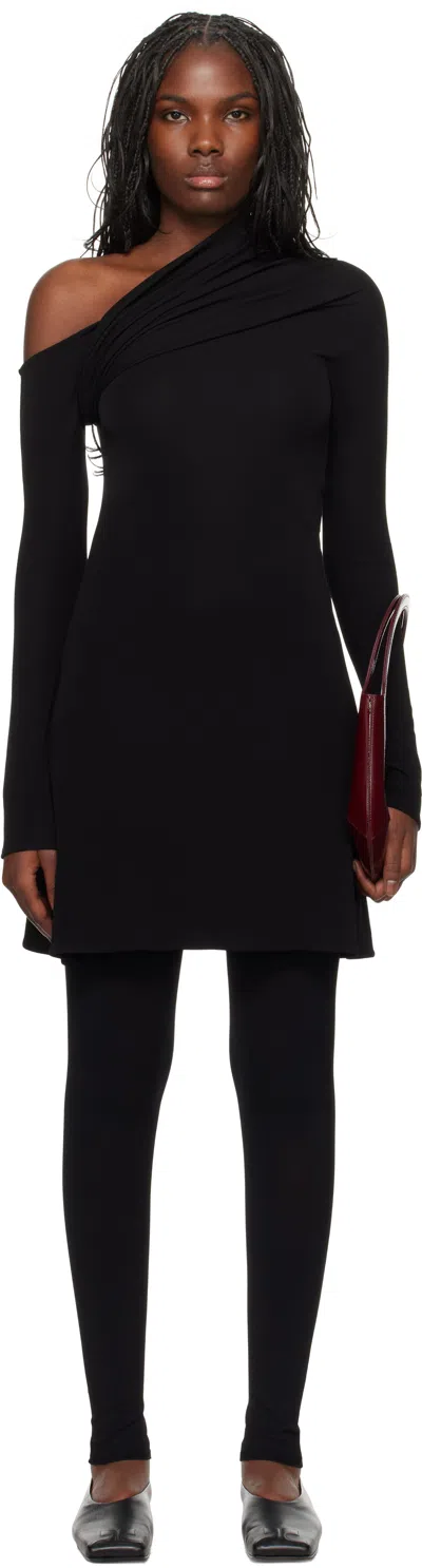 Courrèges Mini Twist Crepe Dress With In Black