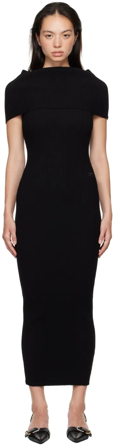 Courrèges Black Twist Maxi Dress In 9999 Black