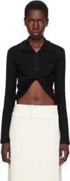 Courrèges Twist Light Wool Cropped Polo In 9999 Black