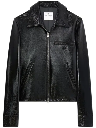 COURRÈGES BLACK TWO-WAY ZIP JACKET