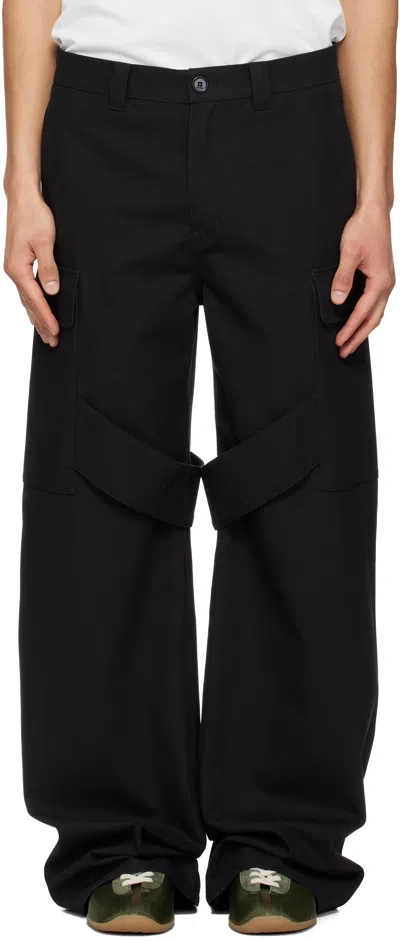 Courrèges Black Utility Chaps Cotton Trousers
