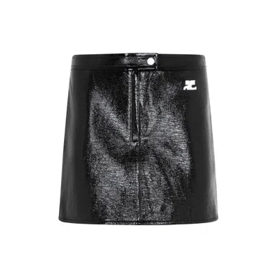 Courrèges Black Vinyl Mini Skirt