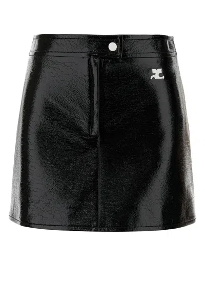 Courrèges Courreges Black Vinyl Mini Skirt
