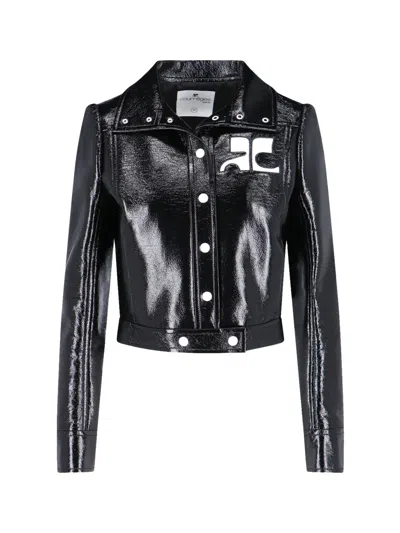 COURRÈGES BLACK VINYL REEDITION COTTON JACKET