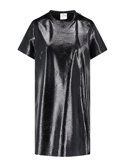 Courrèges Black Vinyl Short-sleeve Mini Dress