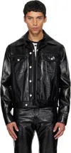 Courrèges Faux-leather Button-up Jacket In Black
