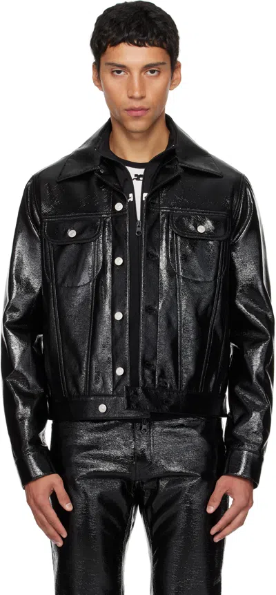 COURRÈGES BLACK VINYL TRUCKER JACKET
