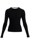 Courrèges Black Viscose And Polyester Sweater With Drop Neckline In Black
