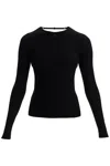 Courrèges Black Viscose And Polyester Sweater With Drop Neckline In Black