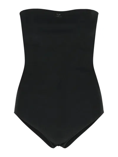 Courrèges Black Viscose Blend Bodysuit