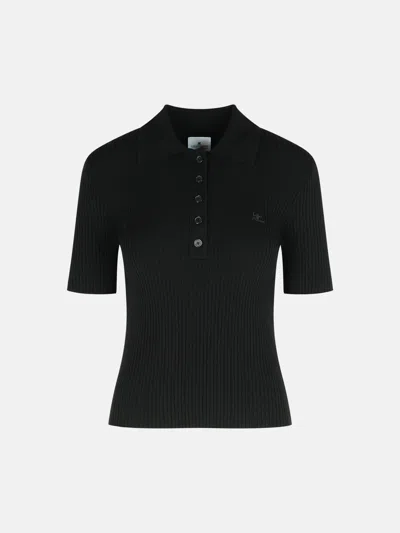Courrèges Black Viscose Blend Polo Shirt