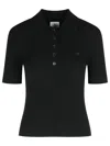 Courrèges Courreges Black Viscose Blend Polo Shirt Women In Black