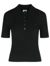Courrèges Courreges Black Viscose Blend Polo Shirt Women In Black