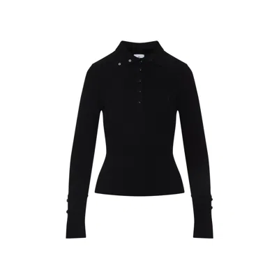 Courrèges Courregès Black Viscose Blend Polo Shirt
