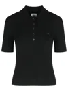 Courrèges Courreges Black Viscose Blend Polo Shirt Women In Black