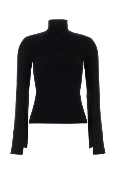 COURRÈGES BLACK VISCOSE BLEND SWEATER