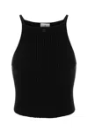 Courrèges Sleeveless Ribbed Cropped Knit Tank Top In Black