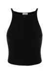 Courrèges Sleeveless Ribbed Cropped Knit Tank Top In Black