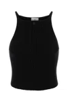 Courrèges Fitted Sleeveless Top With Ribbed Texture And Subtle Logo In Black