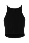 Courrèges Fitted Sleeveless Top With Ribbed Texture And Subtle Logo In Black