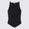 Courrèges Mesh Tips Ribbed-knitted Tank Top In Black
