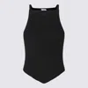 Courrèges Mesh Tips Ribbed-knitted Tank Top In Black