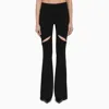 COURRÈGES BLACK VISCOSE TROUSERS WITH CUT OUT