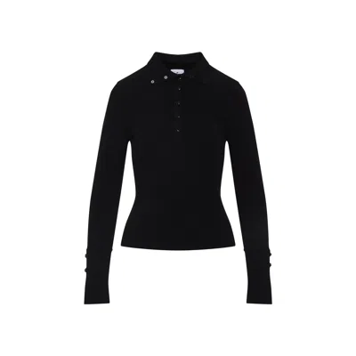 Courrèges Courregès Black Viscose Blend Polo Shirt