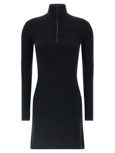 COURRÈGES BLACK WOOL KNIT DRESS