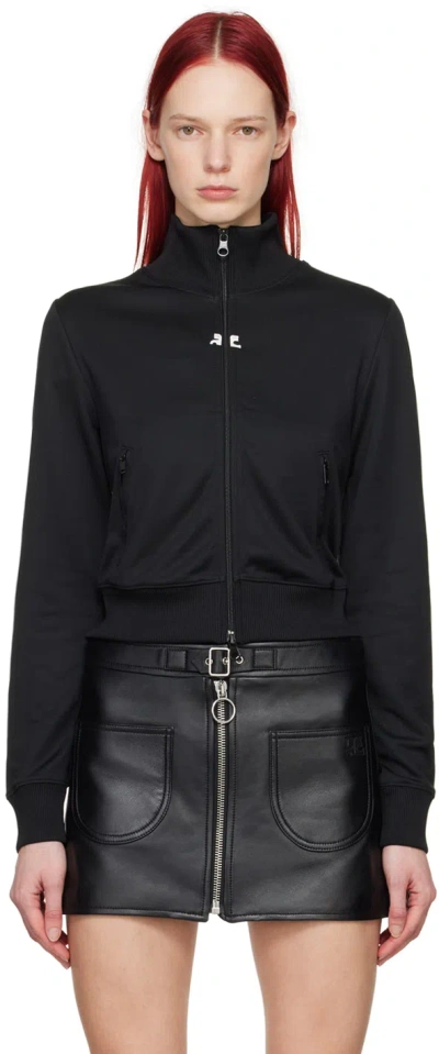 Courrèges Logo-patch Zipped-up Jacket In Black