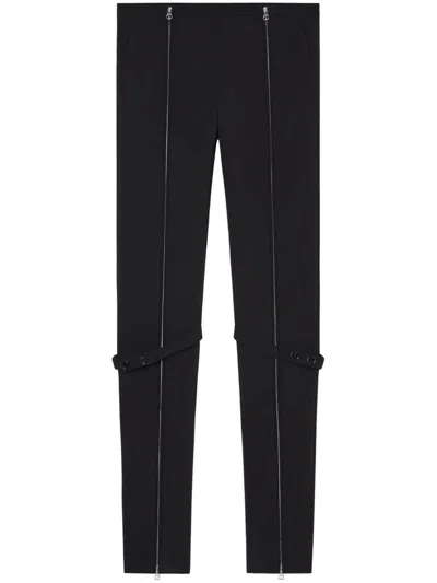 COURRÈGES ZIPPED SLIM-FIT TROUSERS - WOMEN'S - WOOL/ELASTANE/FABRIC
