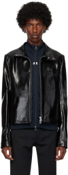 Courrèges Black Zipped Vinyl Biker Jacket In 9999