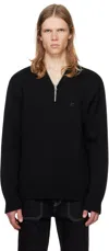 COURRÈGES BLACK ZIPPED WOOL SWEATER