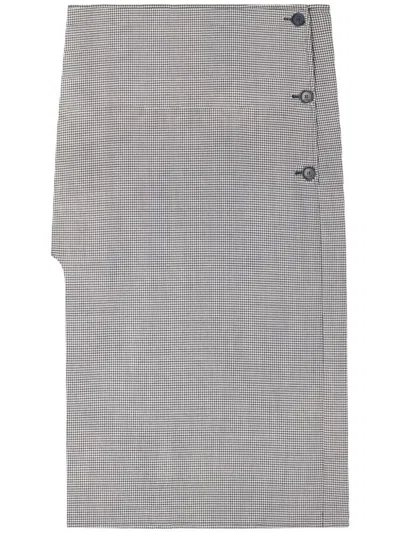 Courrèges Blackwhite Oblique Houndstooth Midi Skirt In Gray