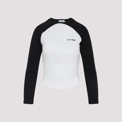 COURRÈGES WOMEN BLACKWHITE ROUNDNECK LOGO T-SHIRT, M LUXURY T-SHIRTS FOR WOMEN DARVEYS