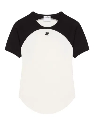 COURRÈGES BLACKWHITE ROUNDNECK LOGO T-SHIRT