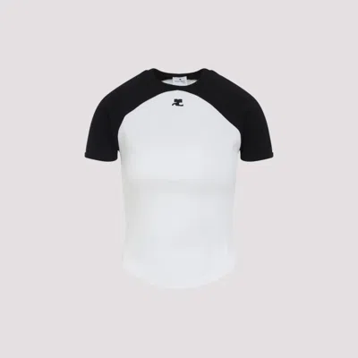 COURRÈGES BLACKWHITE ROUNDNECK LOGO T-SHIRT