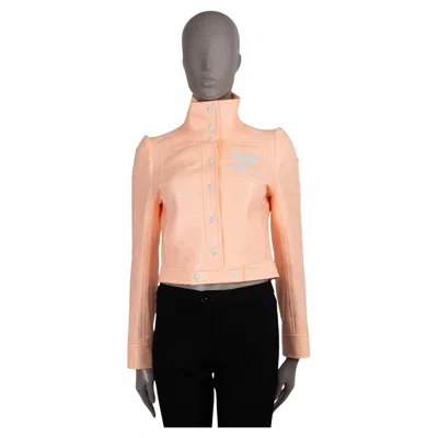 Pre-owned Courrèges Courreges Bleached Orange Iconic Vinyl Cropped Jacket 38 S