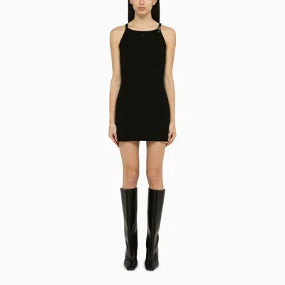 Courrèges Twill Suspenders Trapeze Dress In Black