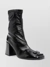 Courrèges Block Heel Ankle Boots With Crease Effect In Black