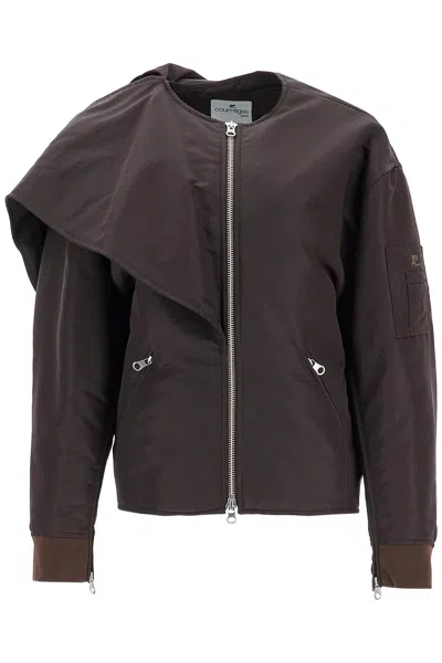 Courrèges Bow Neck Bomber Jacket In Brown
