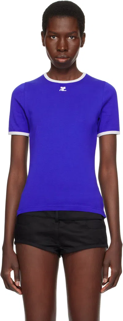 Courrèges Signature Contrast T-shirt In Blue