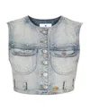 Courrèges Fitted Cropped Top With Button-down Front And Chest Pockets In Blue