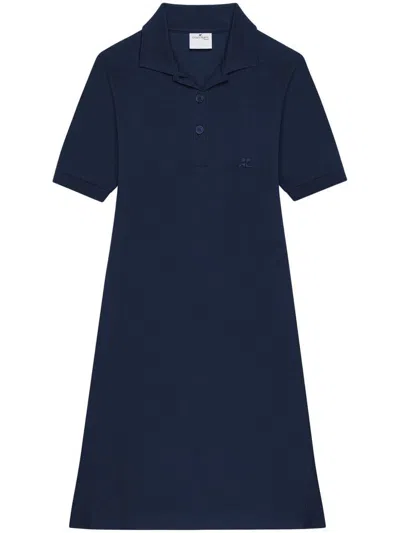 Courrèges Blue Navy Short-sleeve Mini Dress